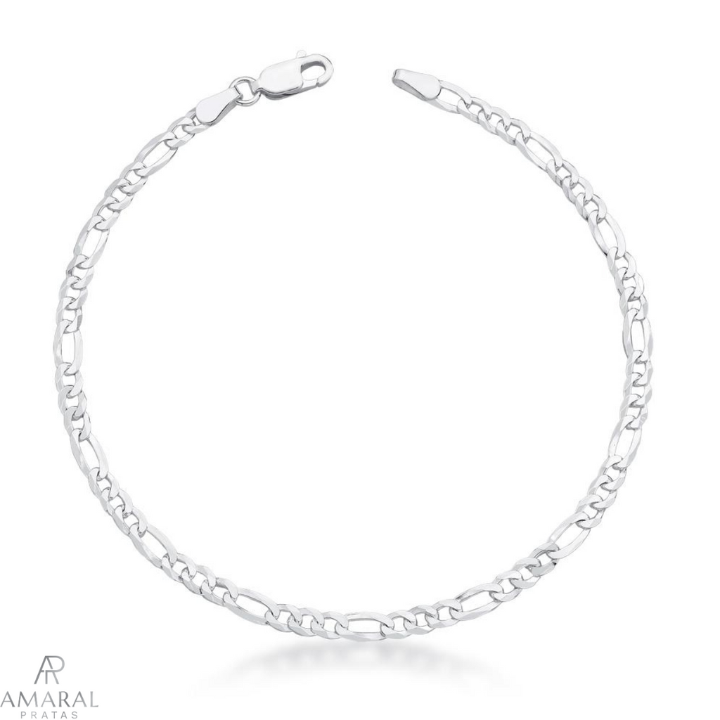 Pulseira Fígaro 3mm em Prata 925