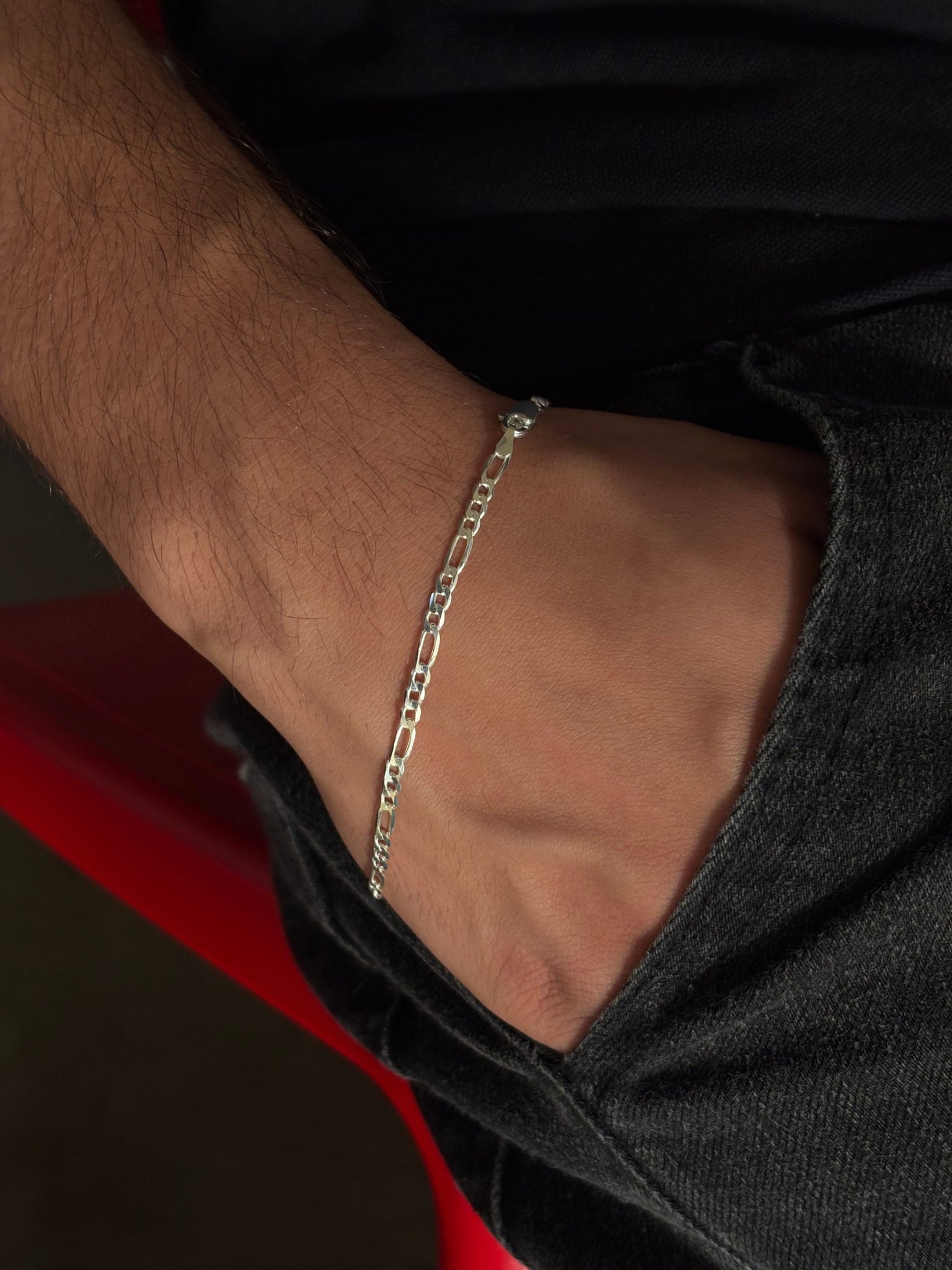 Pulseira Fígaro 3mm em Prata 925