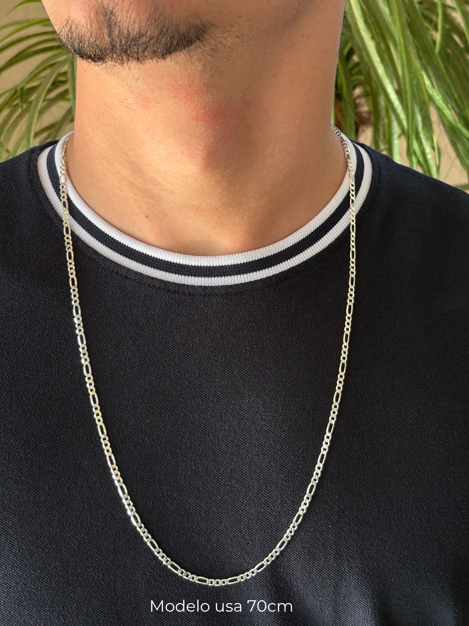 Corrente Fígaro 3mm em Prata 925