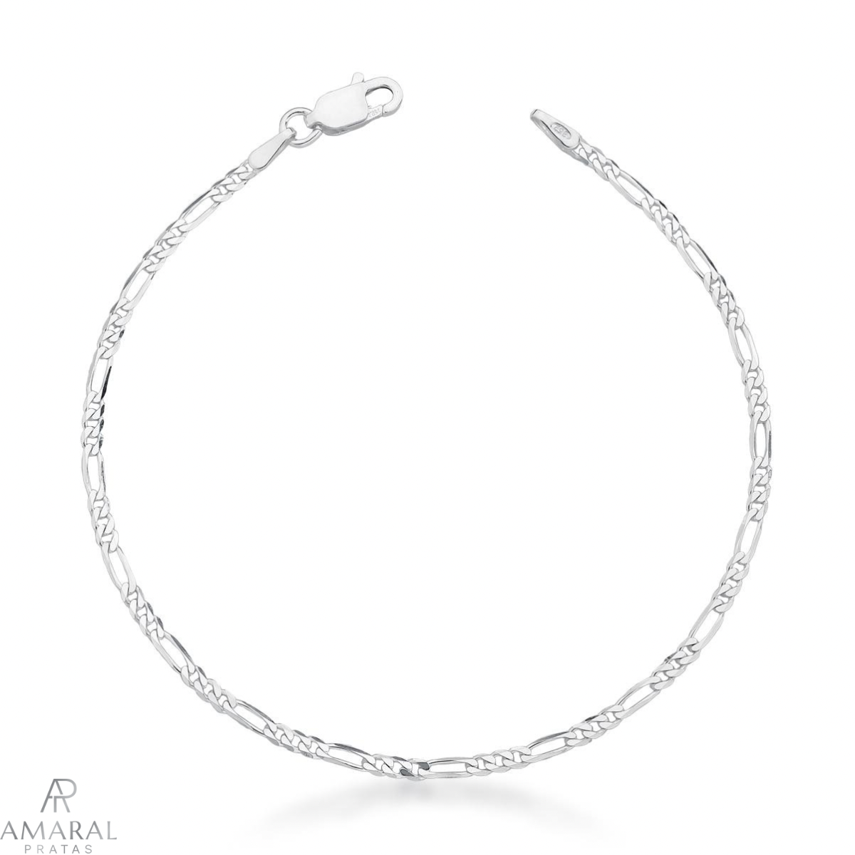 Pulseira Elo Fígaro 2mm em Prata 925